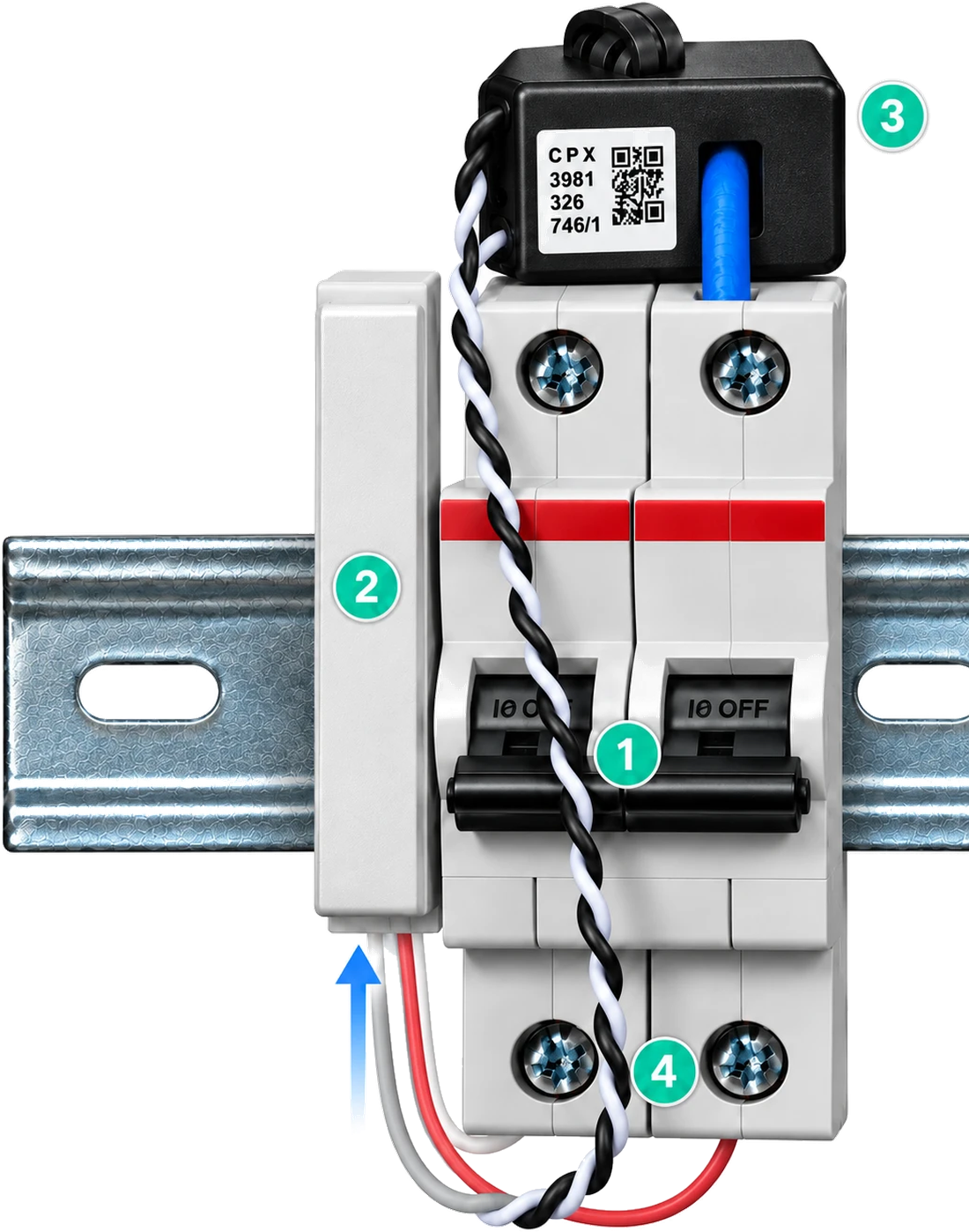Illustrative sensor installation concept; actual connections must follow the approved documentation for the released hardware
